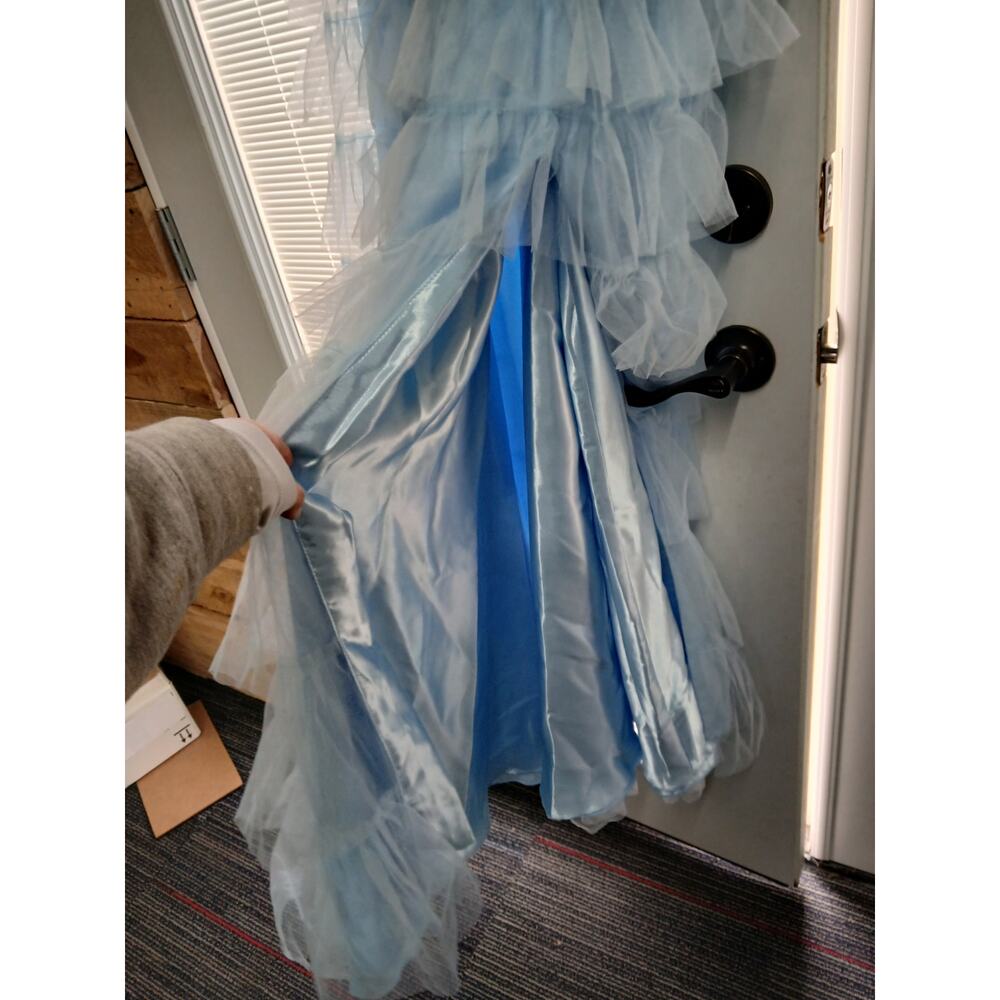 Stacees A-line Sheer Corset Ruffle Prom Dress - Picture 6 of 8